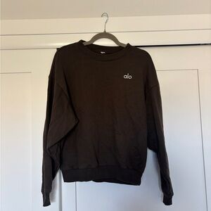 ALO Yoga Black Cropped Crewneck Sweatshirt